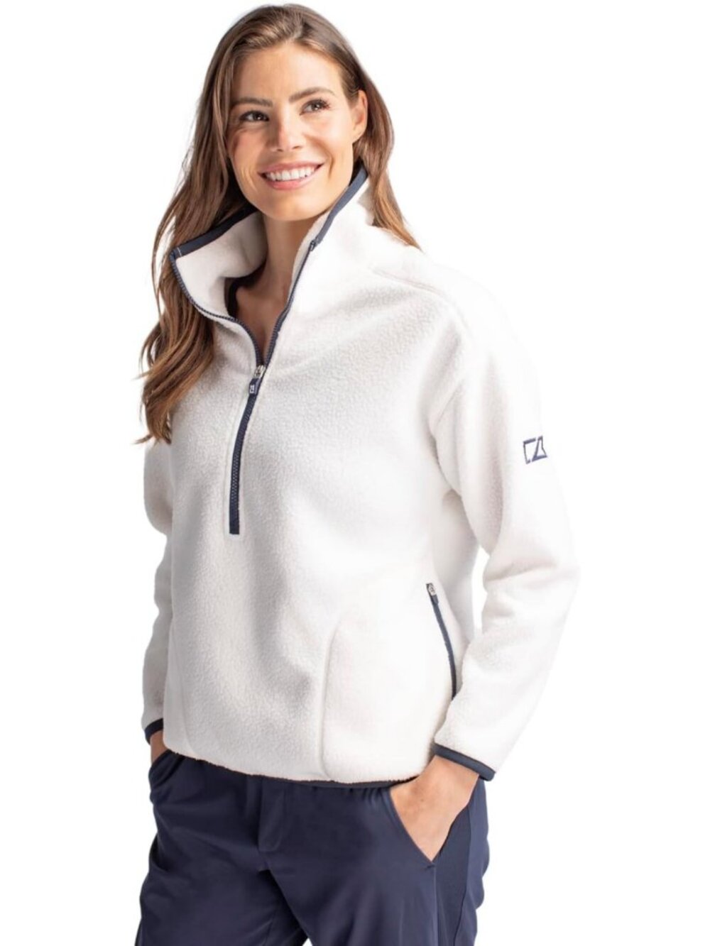 Cozy Eco-Friendly Women's Sherpa Fleece Pullover - Perfect for Layering
